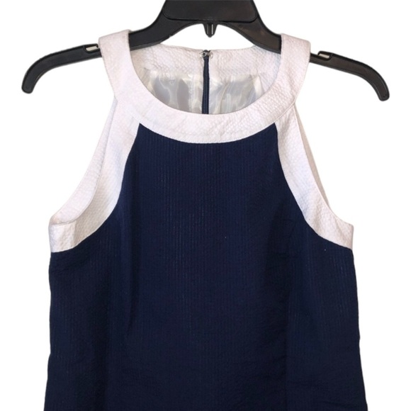 NWT Lauren James Arden Solid Seersucker Dress in Navy and White Contrast size XS - Picture 4 of 12